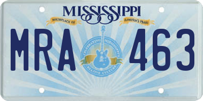 MS license plate MRA463