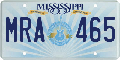 MS license plate MRA465