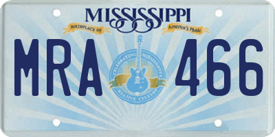 MS license plate MRA466