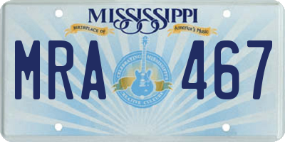 MS license plate MRA467
