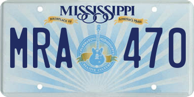 MS license plate MRA470