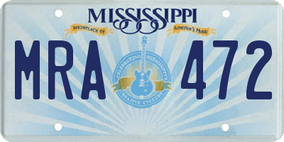 MS license plate MRA472
