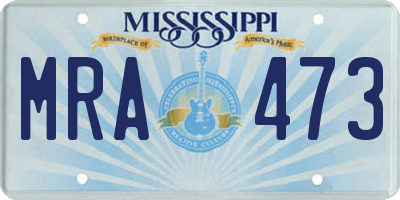 MS license plate MRA473