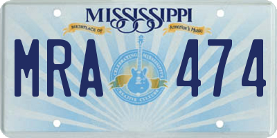 MS license plate MRA474