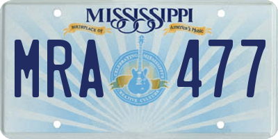 MS license plate MRA477