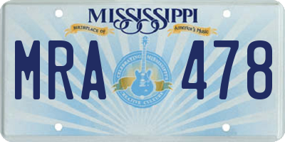 MS license plate MRA478