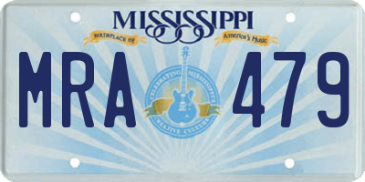 MS license plate MRA479