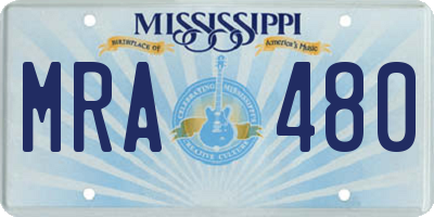 MS license plate MRA480