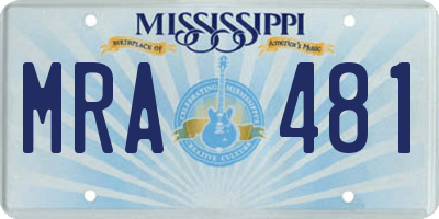 MS license plate MRA481
