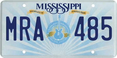 MS license plate MRA485