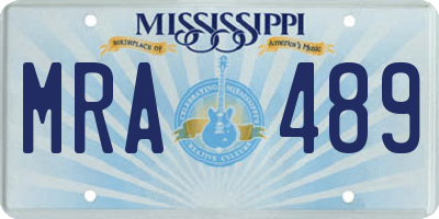 MS license plate MRA489