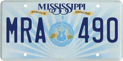 MS license plate MRA490