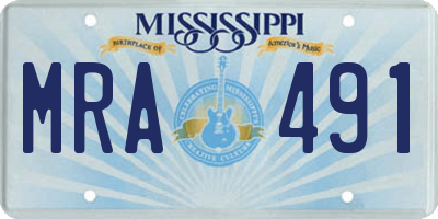 MS license plate MRA491