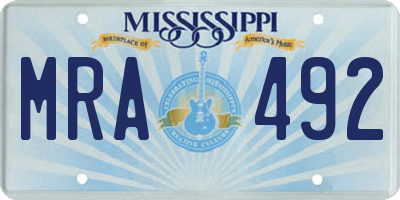 MS license plate MRA492