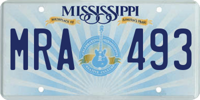MS license plate MRA493