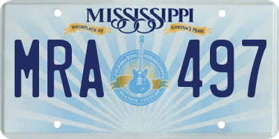 MS license plate MRA497