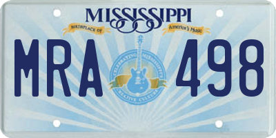 MS license plate MRA498