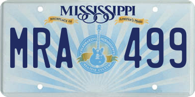 MS license plate MRA499