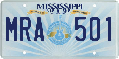 MS license plate MRA501