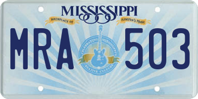 MS license plate MRA503