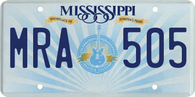 MS license plate MRA505