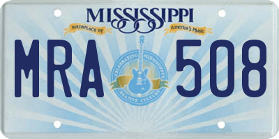 MS license plate MRA508