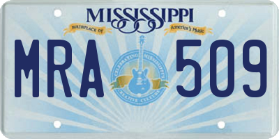 MS license plate MRA509