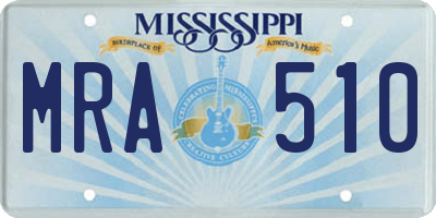 MS license plate MRA510