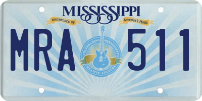 MS license plate MRA511