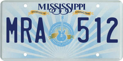 MS license plate MRA512