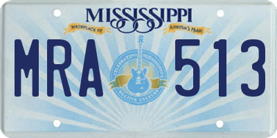 MS license plate MRA513