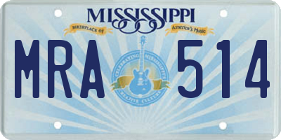 MS license plate MRA514