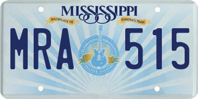 MS license plate MRA515