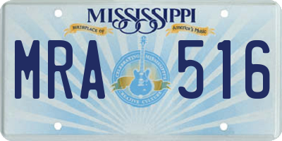 MS license plate MRA516