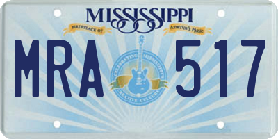 MS license plate MRA517