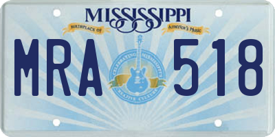 MS license plate MRA518