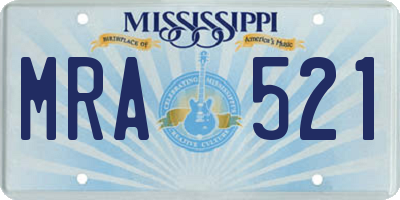 MS license plate MRA521