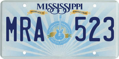 MS license plate MRA523