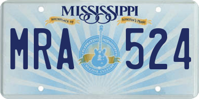 MS license plate MRA524