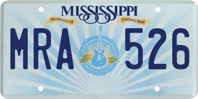 MS license plate MRA526