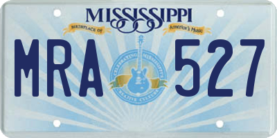 MS license plate MRA527