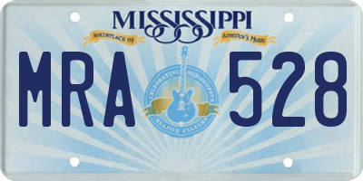 MS license plate MRA528