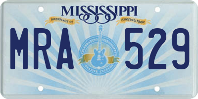 MS license plate MRA529