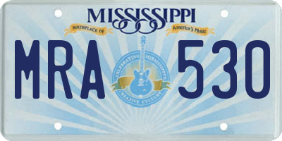 MS license plate MRA530