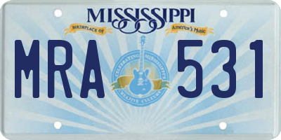 MS license plate MRA531