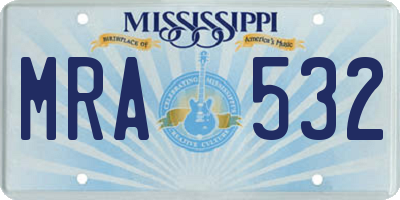 MS license plate MRA532