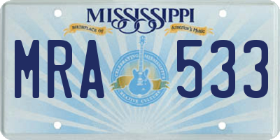 MS license plate MRA533