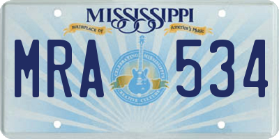 MS license plate MRA534
