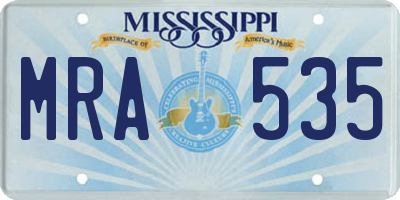 MS license plate MRA535