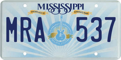 MS license plate MRA537